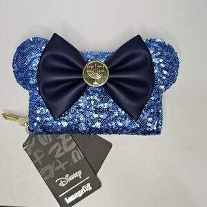Loungefly Disney Minnie Mouse Hanukkah Sequin Zip Around Wallet NWT